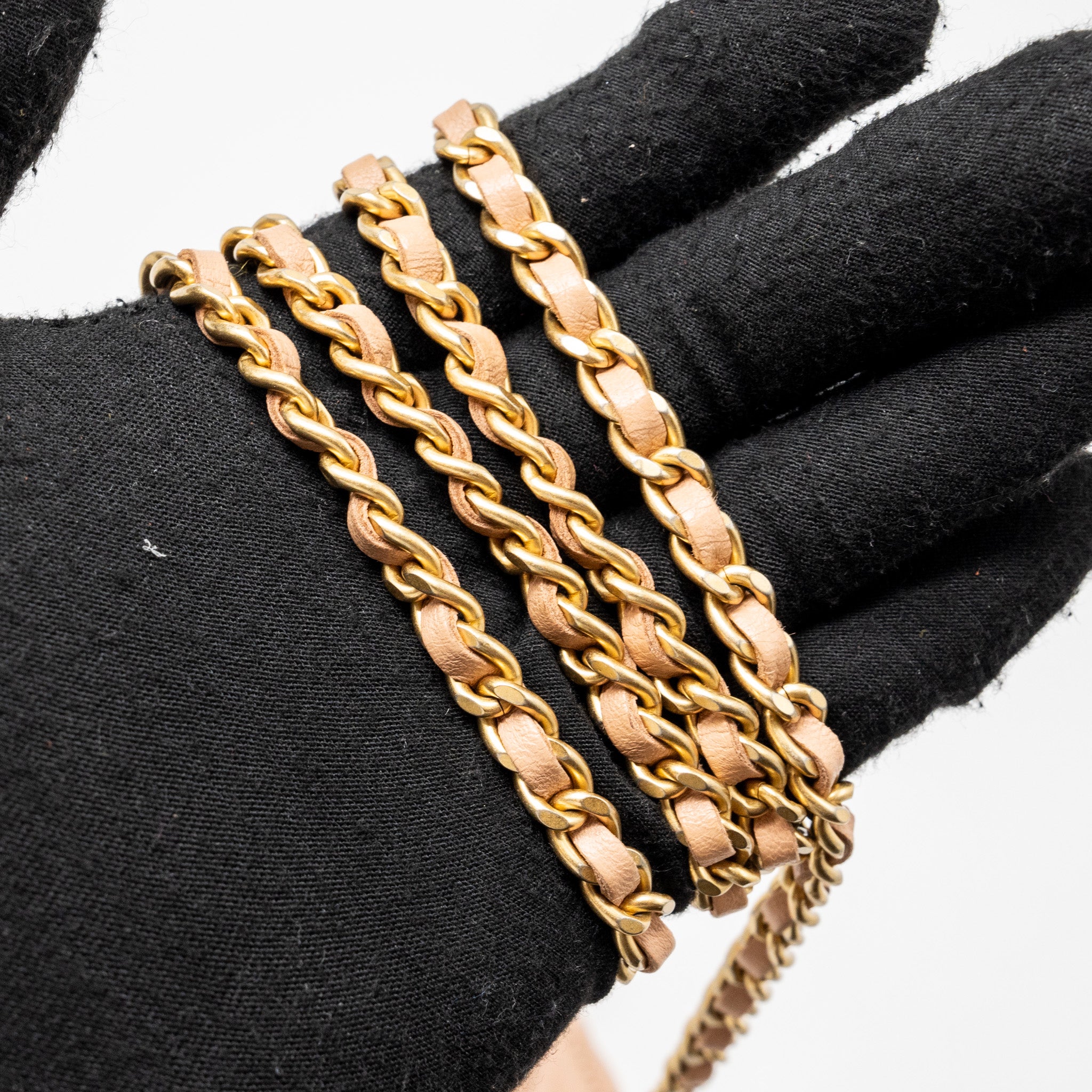 CHANEL TOP HANDLE LONG VANITY WITH CHAIN LAMBSKIN BEIGE BRUSHED GHW