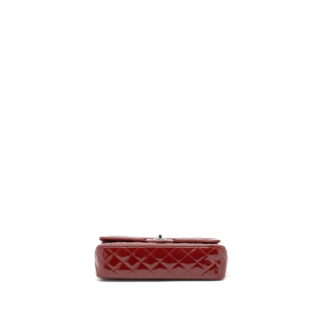 CHANEL MEDIUM CLASSIC DOUBLE FLAP BAG PATENT RED SHW