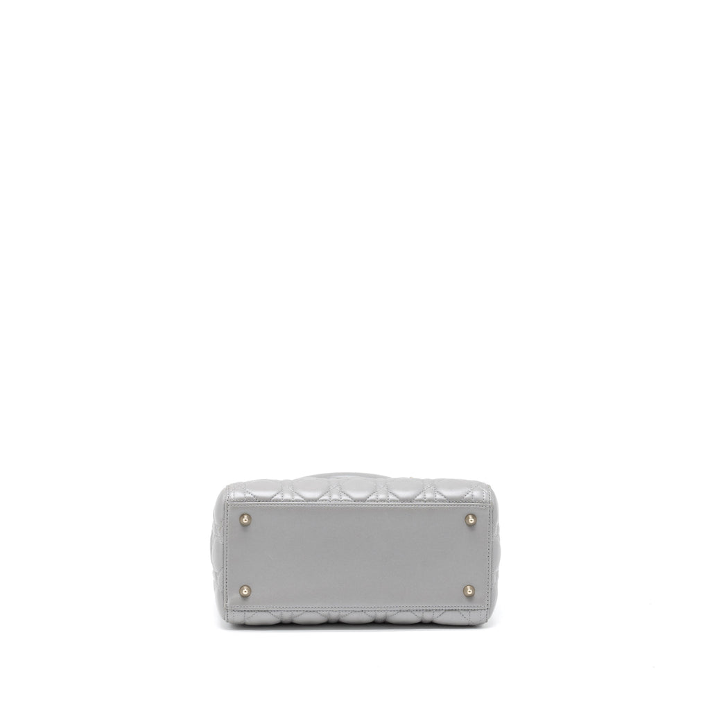 DIOR MEDIUM LADY DIOR LAMBSKIN GREY LGHW