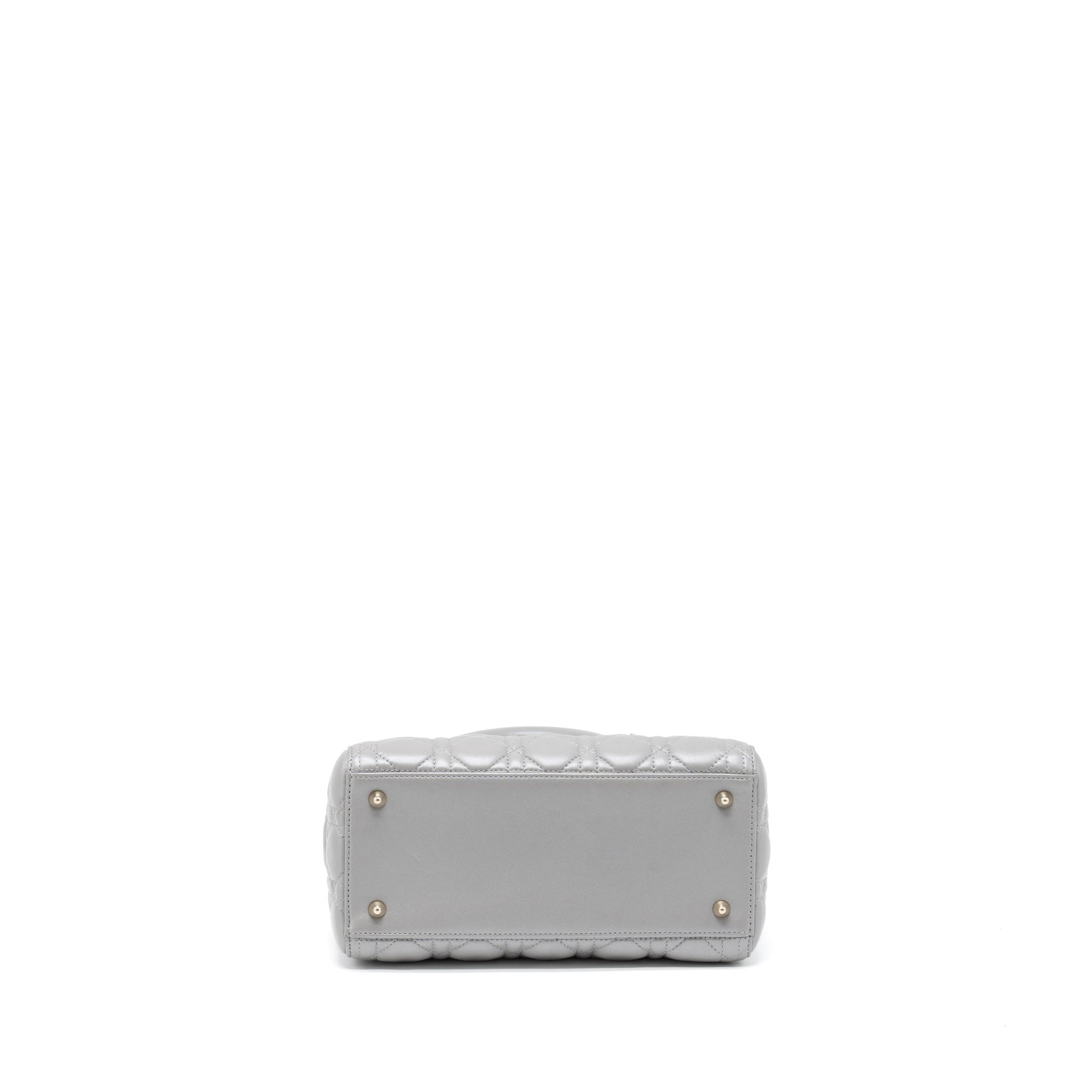 DIOR MEDIUM LADY DIOR LAMBSKIN GREY LGHW