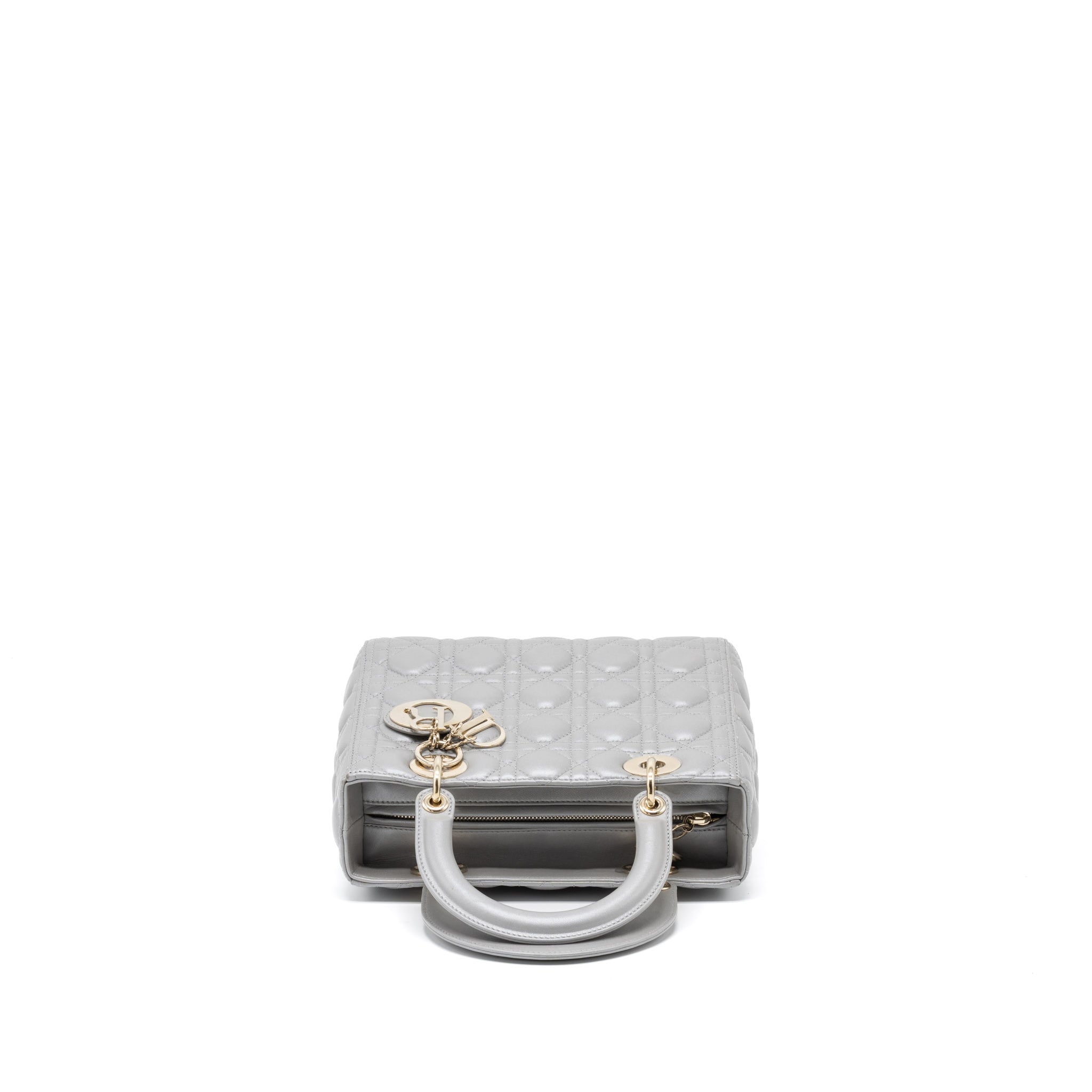 DIOR MEDIUM LADY DIOR LAMBSKIN GREY LGHW