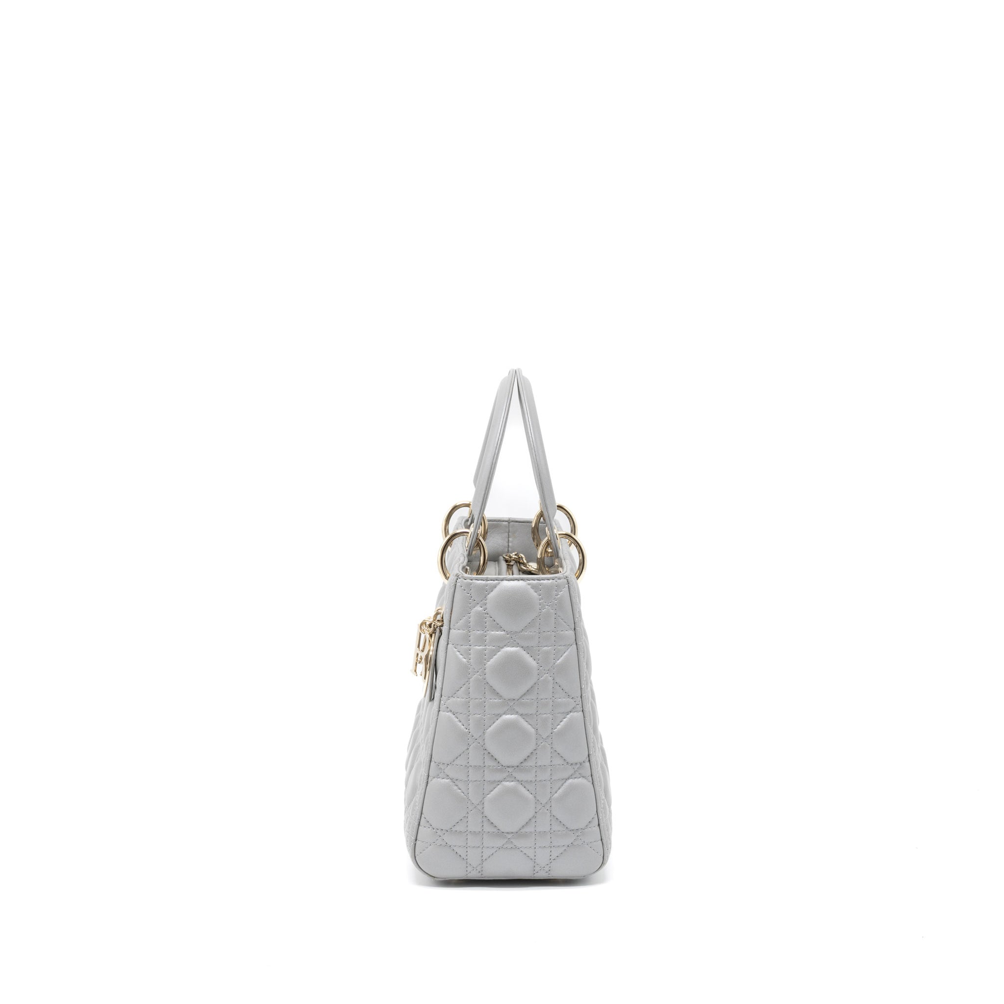 DIOR MEDIUM LADY DIOR LAMBSKIN GREY LGHW
