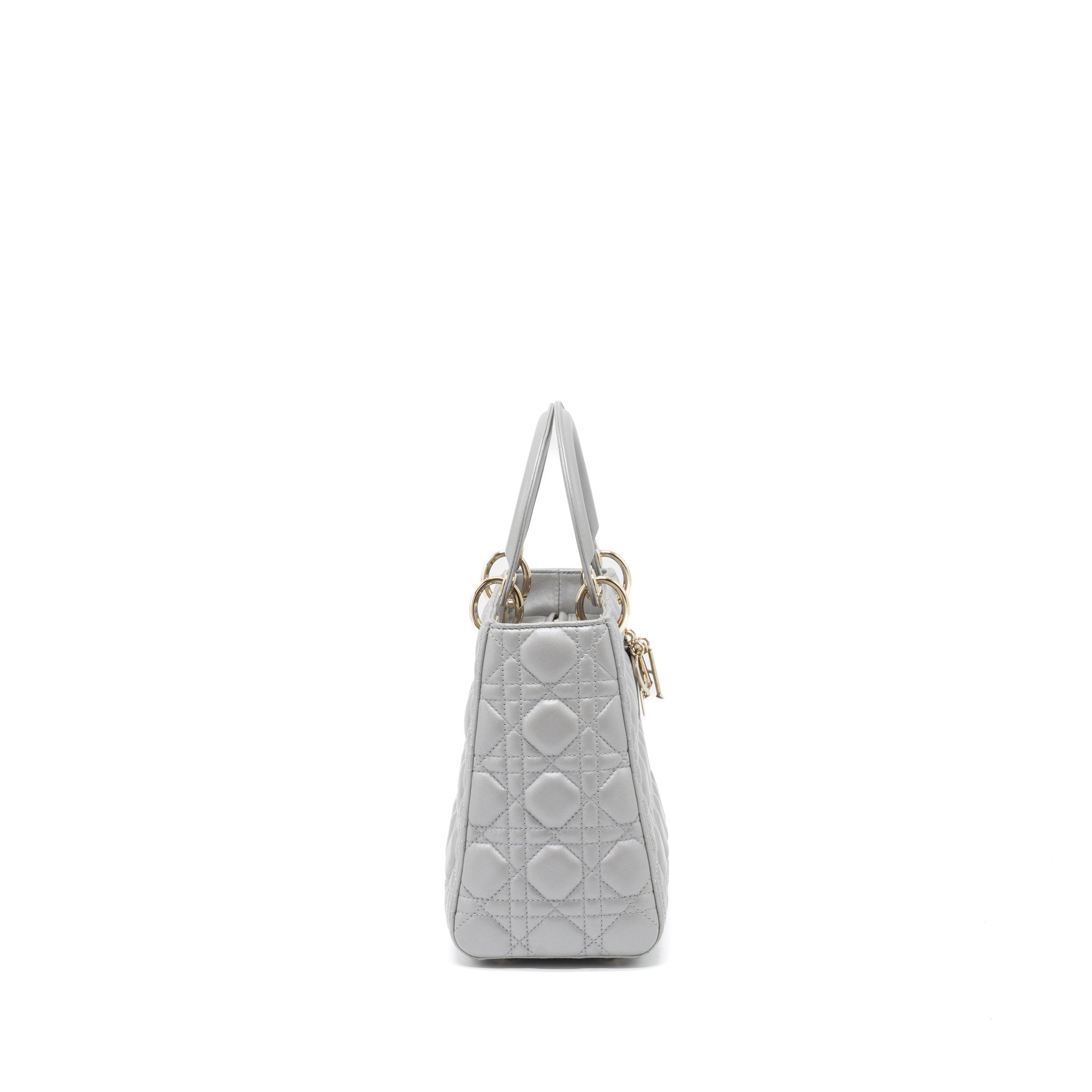 DIOR MEDIUM LADY DIOR LAMBSKIN GREY LGHW