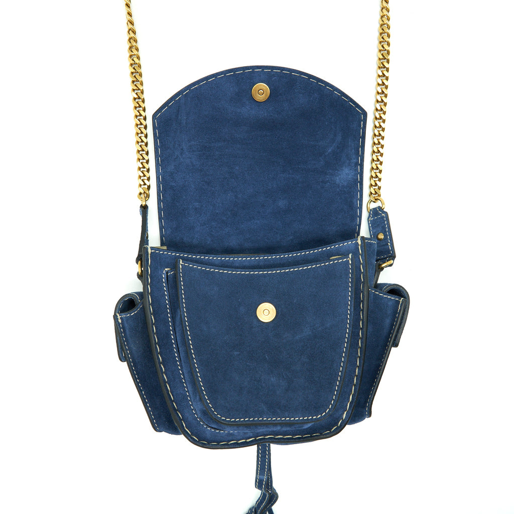 CHLOE PORTE EPAULE BAG SUEDE ROYAL BLUE GHW