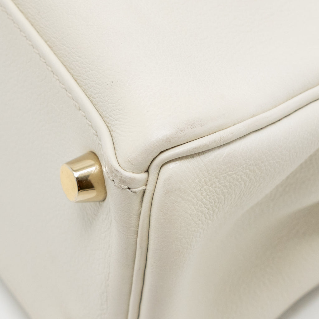 HERMES KELLY 25 EVERCOLOR BLANC GHW