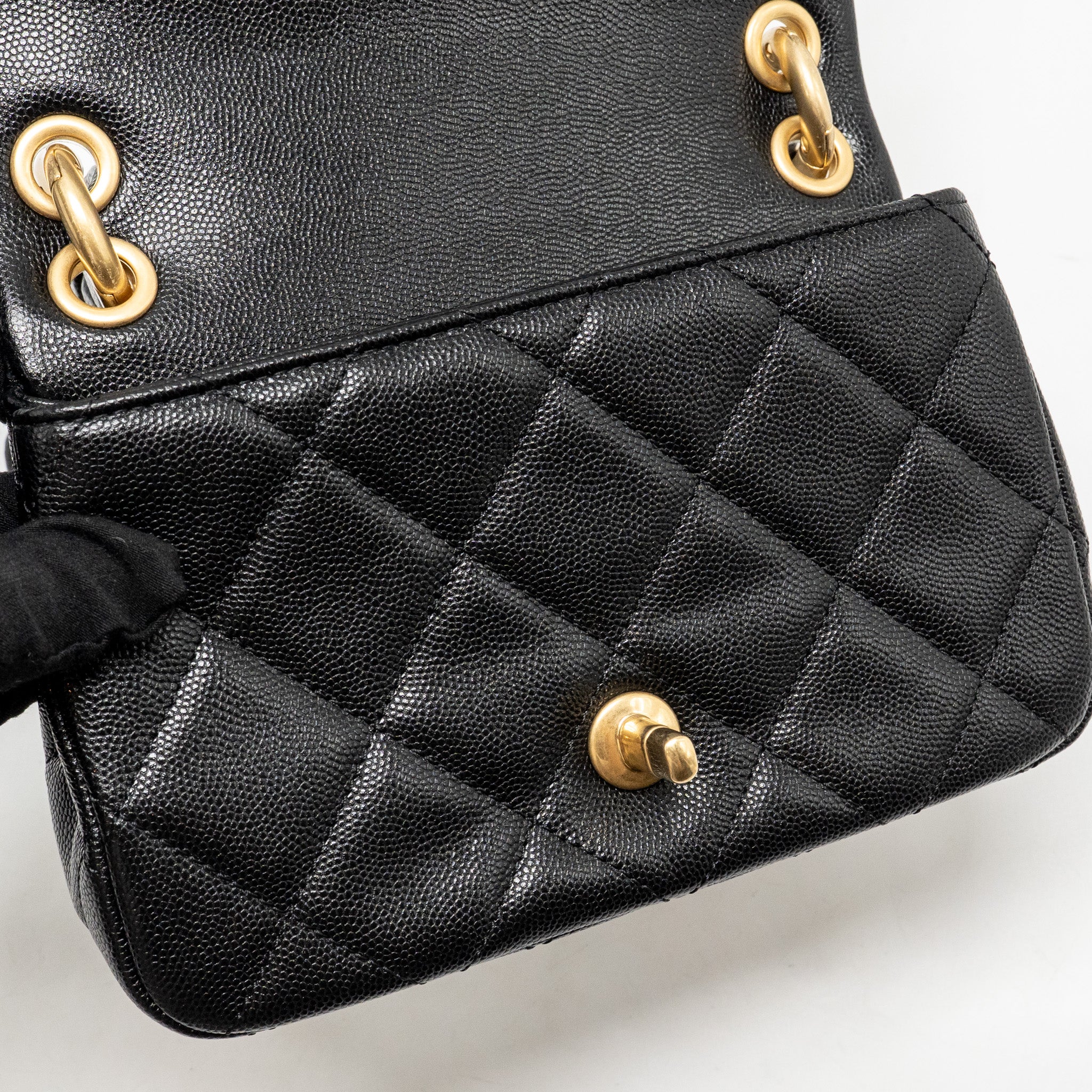 CHANEL GIANT BLACK CHAIN MINI FLAP BAG CAVIAR BLACK GHW (MICROCHIP)