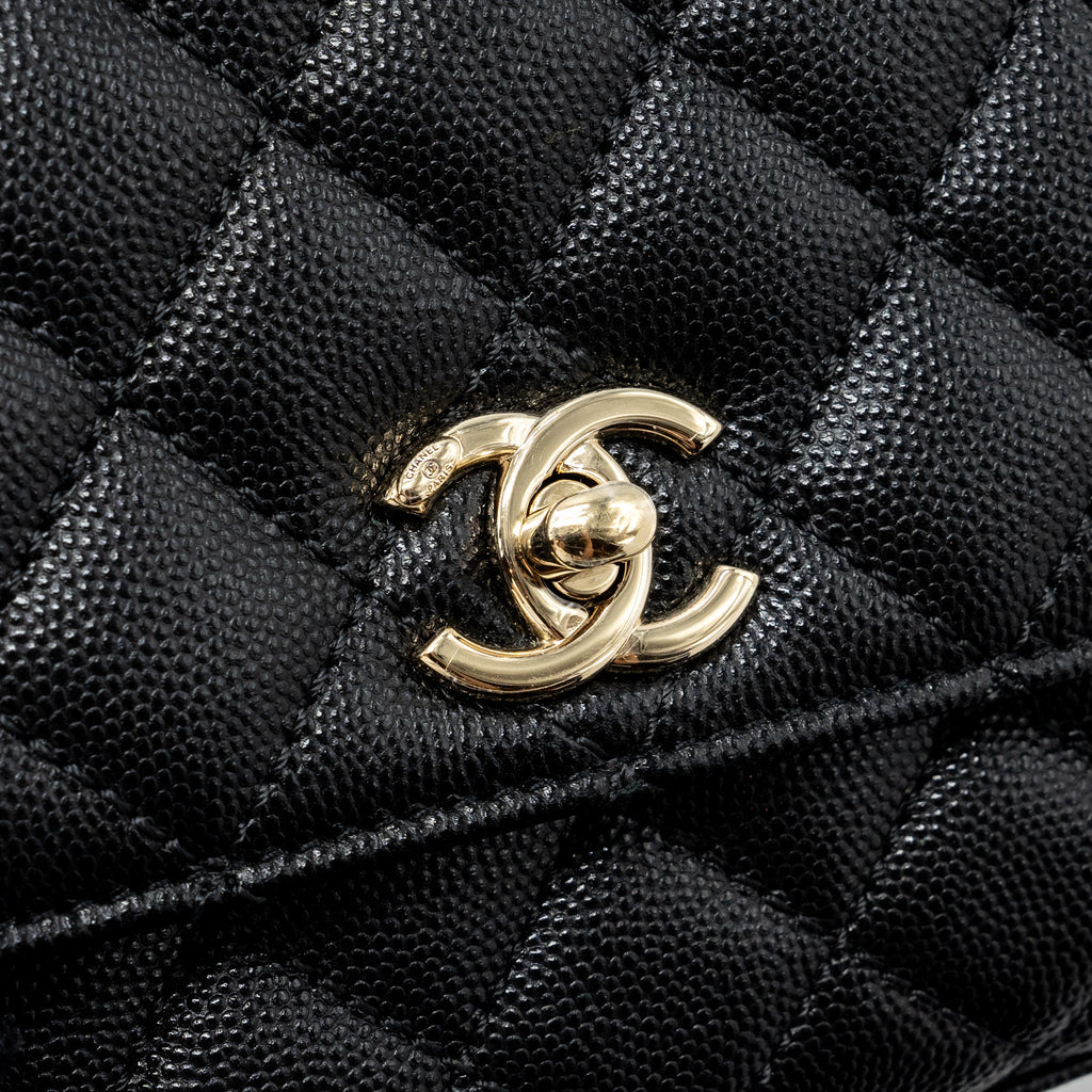 CHANEL COCO HANDLE EXTRA MINI CAVIAR BLACK LGHW(MICROCHIP)
