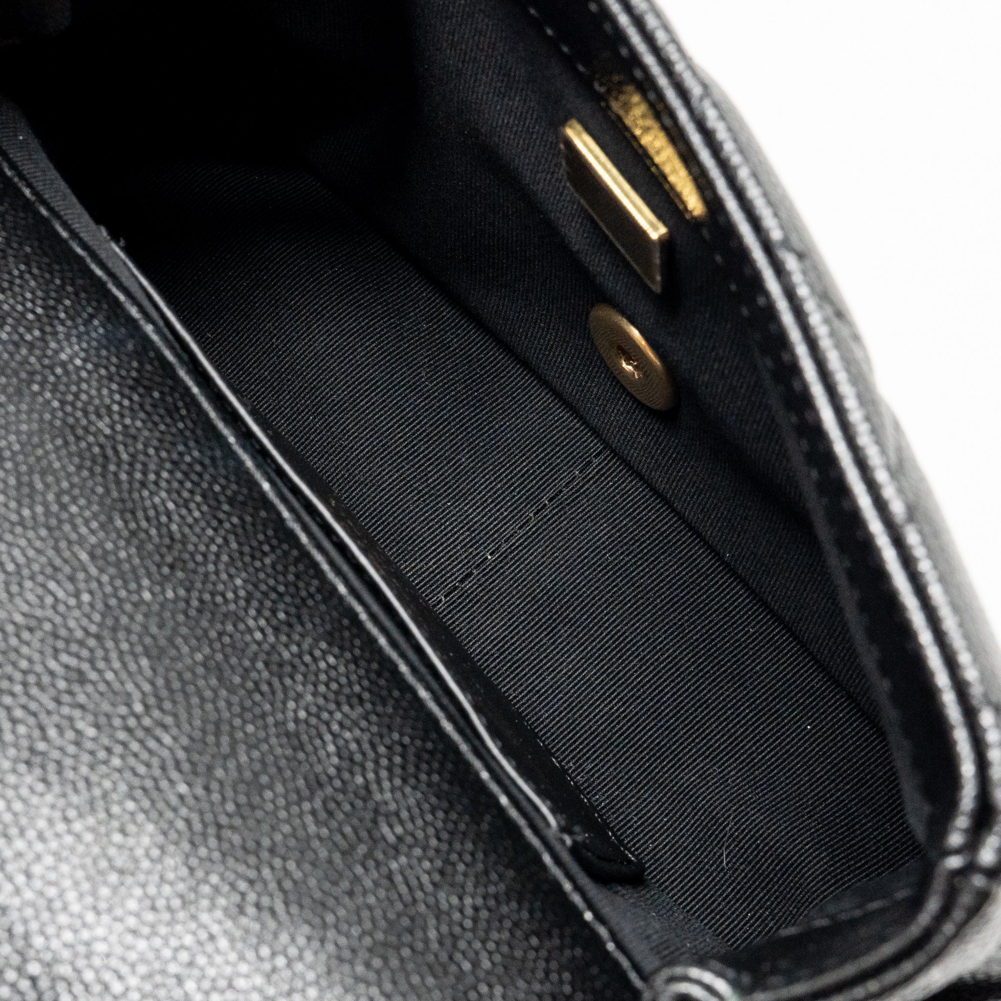 CHANEL GIANT BLACK CHAIN MINI FLAP BAG CAVIAR BLACK GHW (MICROCHIP)