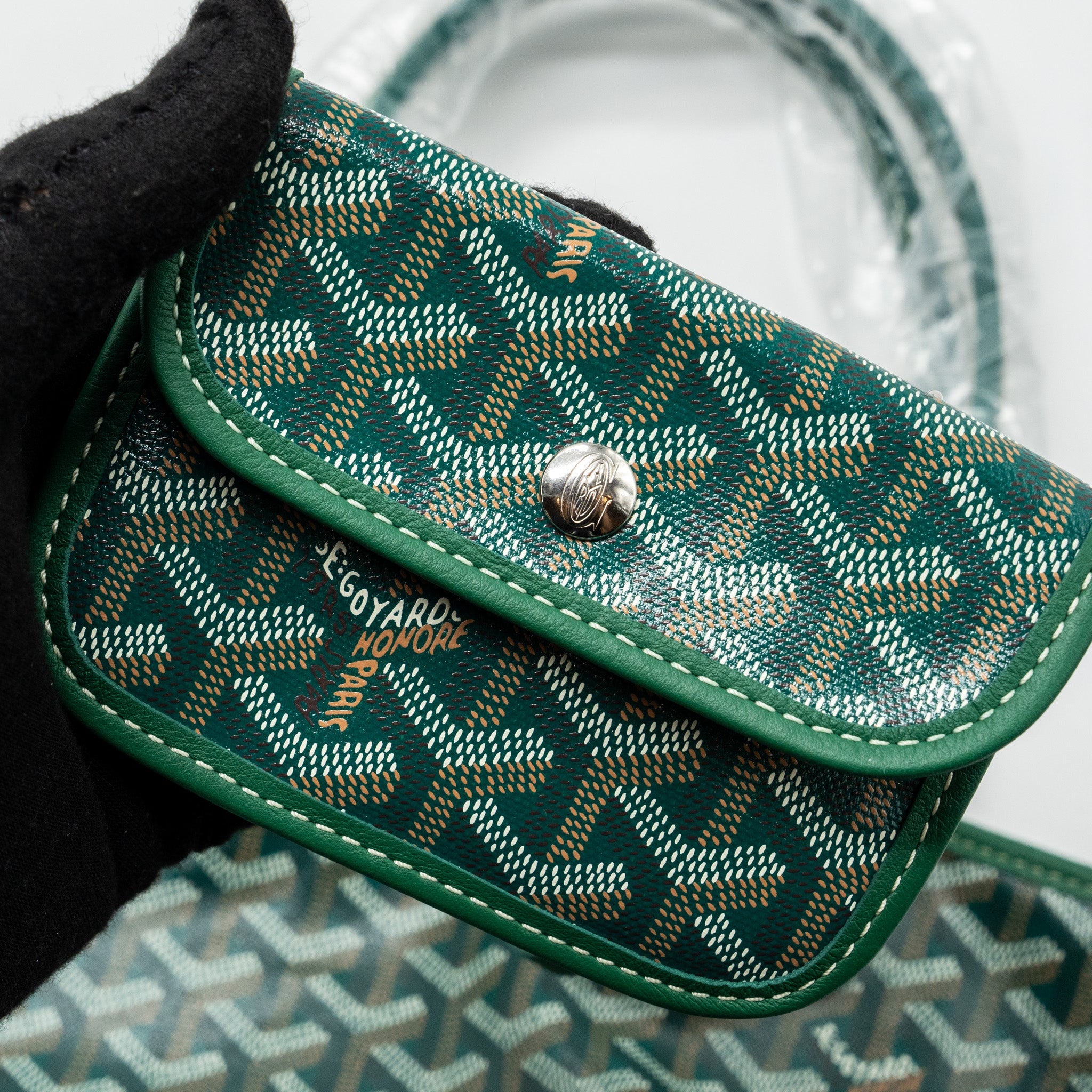 GOYARD MINI ANJOU TOTE BAG GOYARDLINE CANVAS / CALFSKIN GREEN SHW