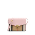 BURBERRY SMALL LEATHER AND HOUSE CHECK CROSSBODY BAG PALE ORCHID
