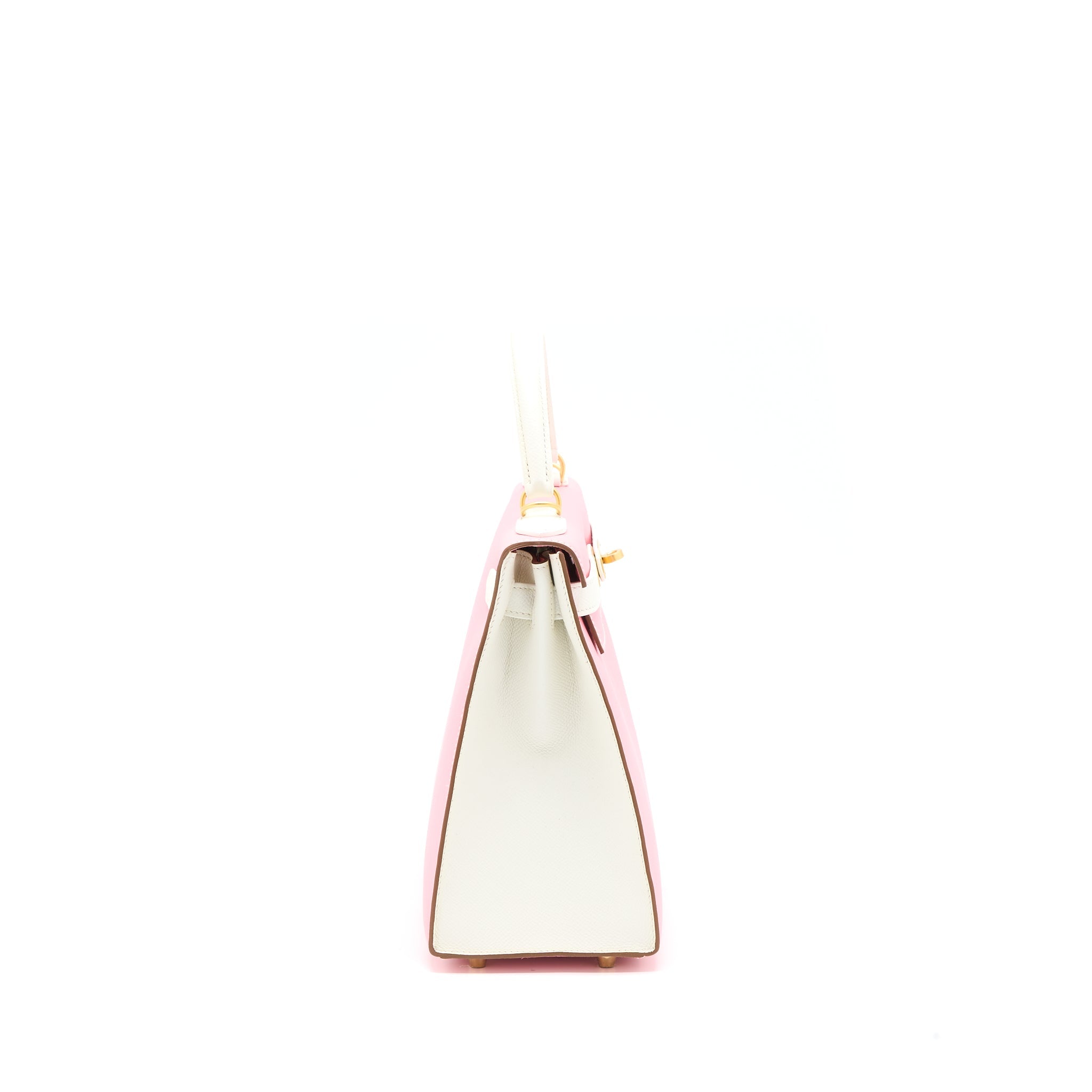 HERMES KELLY 28 SPECIAL ORDER EPSOM BLANC/ROSE CONFETTI BRUSHED GHW