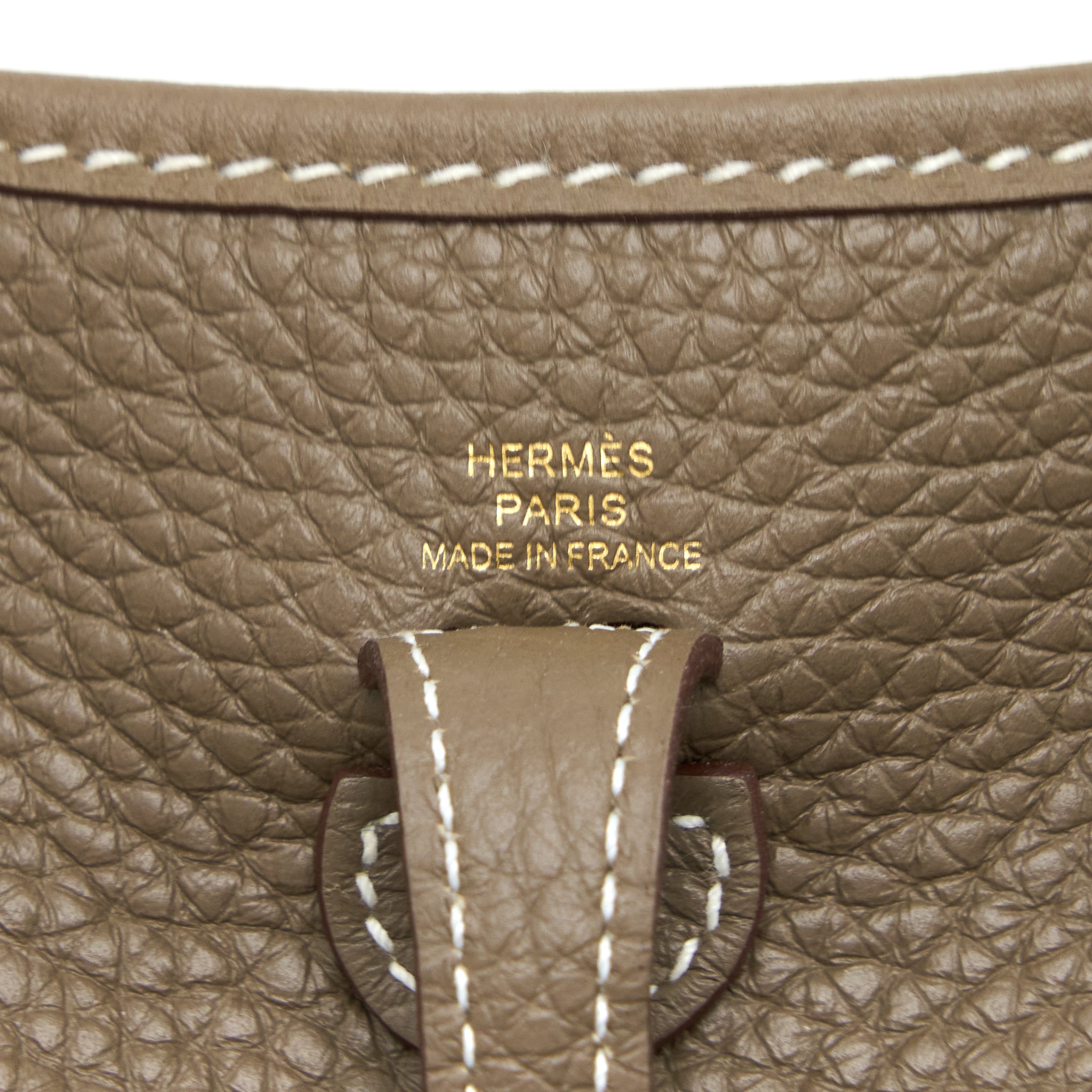 HERMES MINI EVELYNE CLEMENCE ETOUPE/BLEU INDIGO GHW