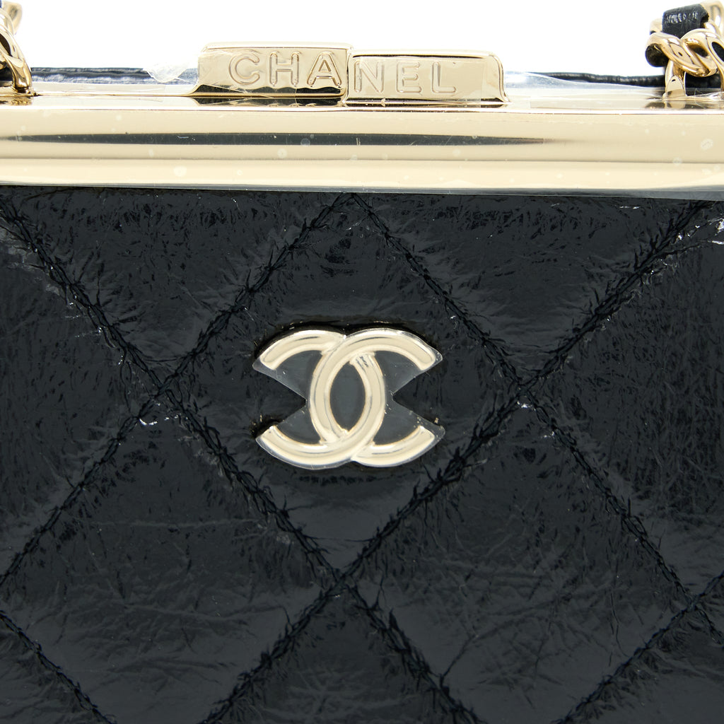 CHANEL QUILTED MINI CLIP WITH CHAIN AGED CALFSKIN BLACK LGHW