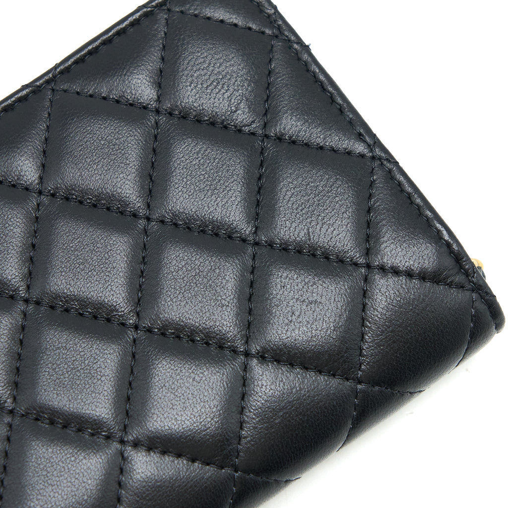 CHANEL PEARL CRUSH MINI FLAP BELT BAG WITH CHAIN LAMBSKIN BLACK BRUSHED GHW
