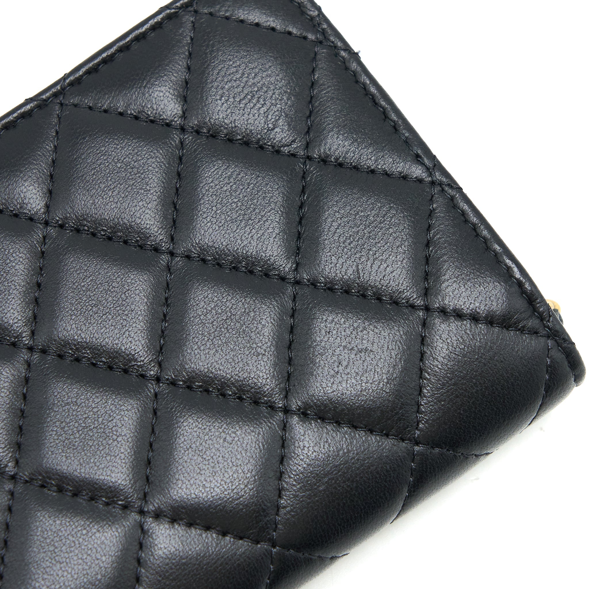 CHANEL PEARL CRUSH MINI FLAP BELT BAG WITH CHAIN LAMBSKIN BLACK BRUSHED GHW