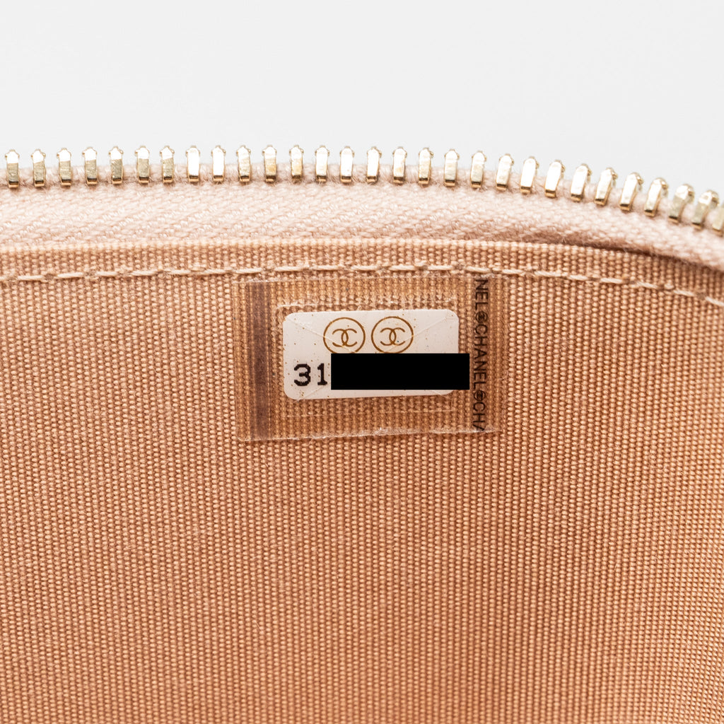 CHANEL TOP HANDLE LONG VANITY WITH CHAIN LAMBSKIN BEIGE BRUSHED GHW