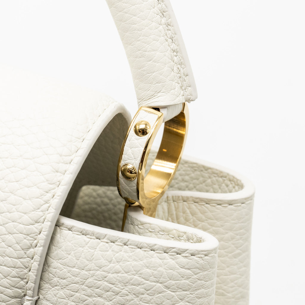 LOUIS VUITTON CAPUCINES BB TAURILLON BY THE POOL SNOW WHITE/PROVENCE BLUE GHW