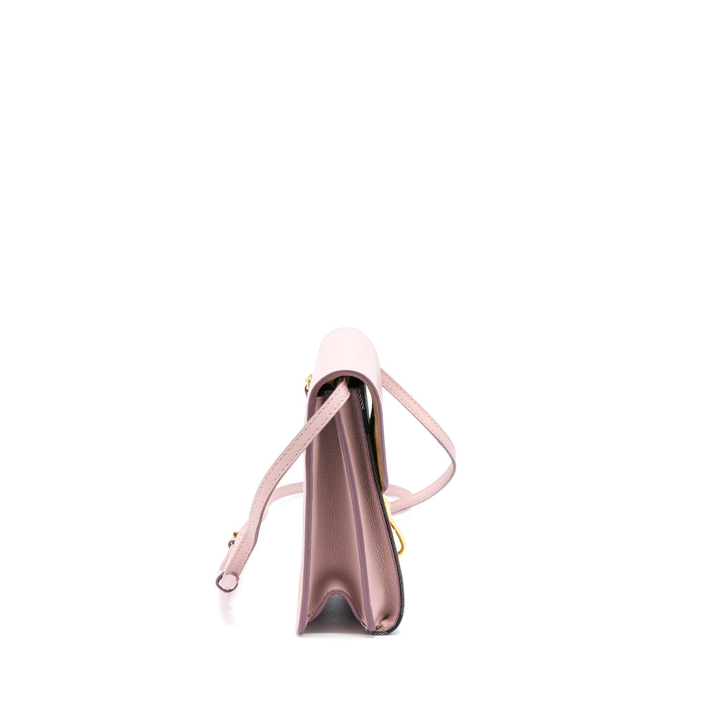 BURBERRY SMALL LEATHER AND HOUSE CHECK CROSSBODY BAG PALE ORCHID