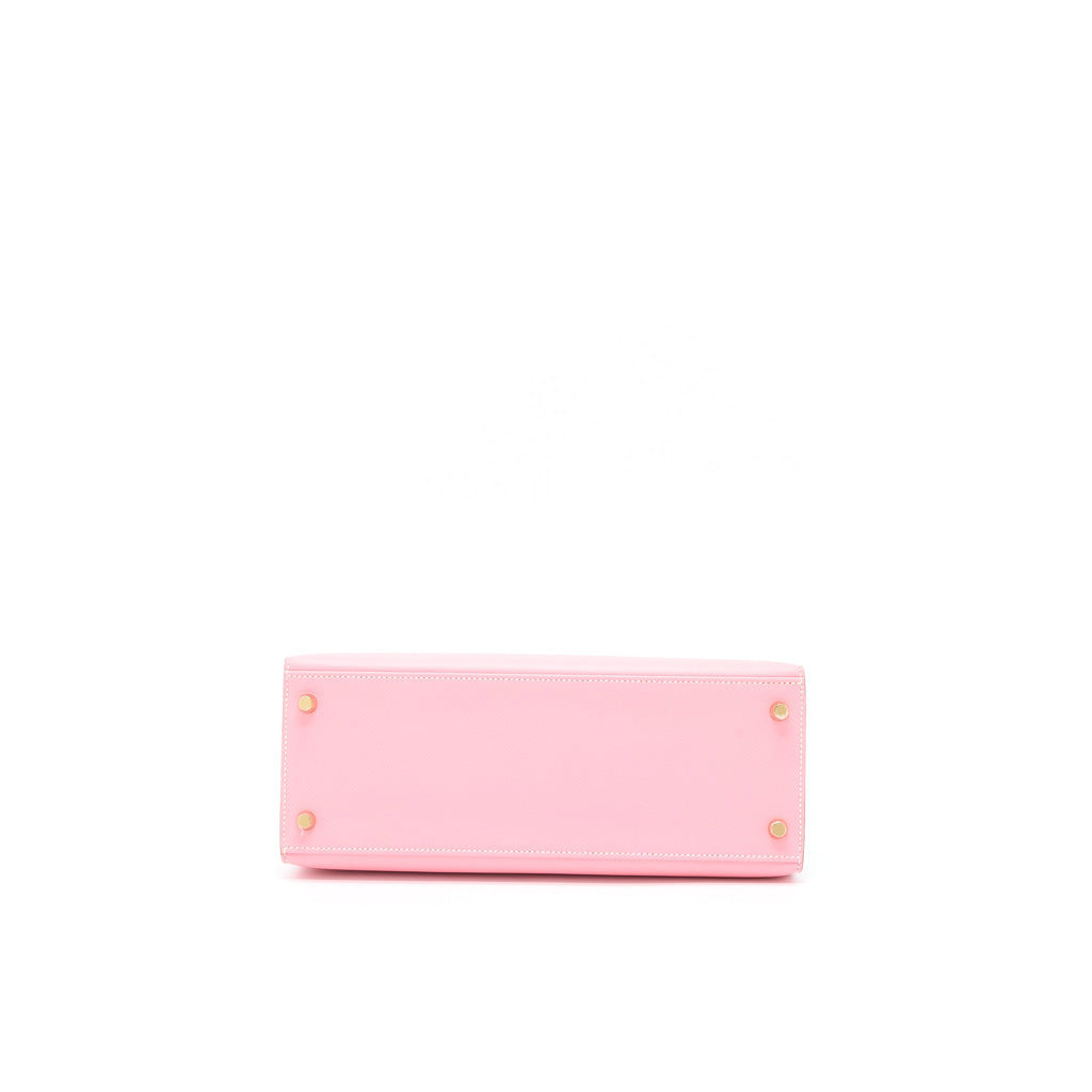 HERMES KELLY 28 SPECIAL ORDER EPSOM BLANC/ROSE CONFETTI BRUSHED GHW
