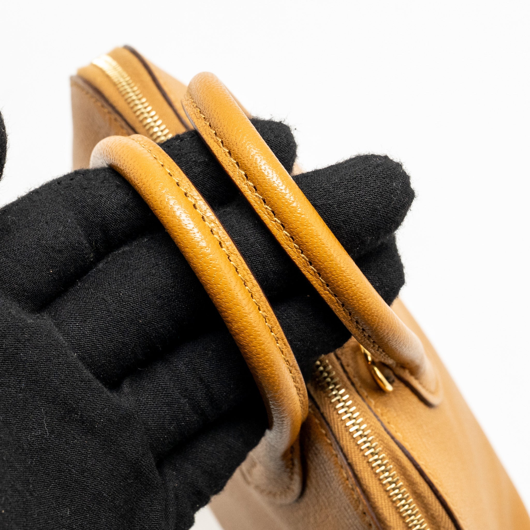 HERMES MINI BOLIDE CHÈVRE MYSORE CARAMEL MULTICOLOUR STRAP GHW