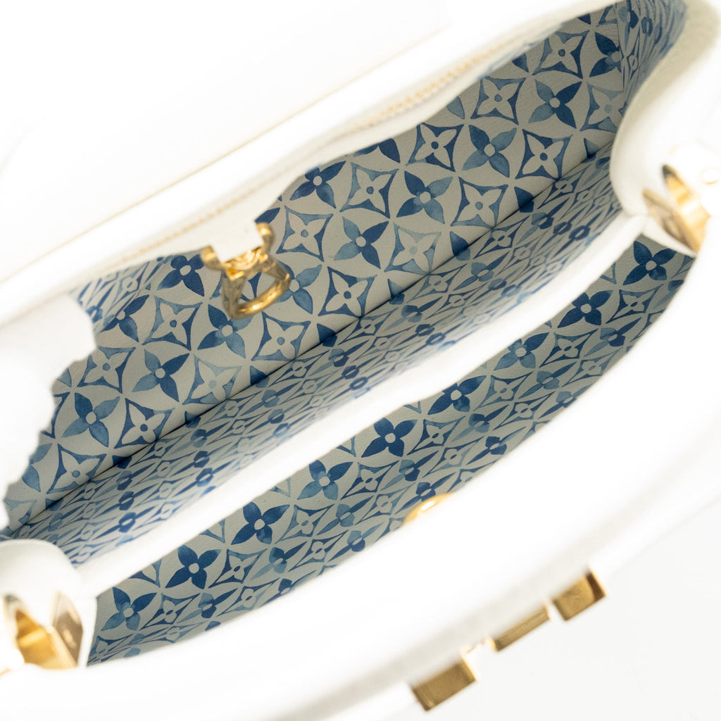 LOUIS VUITTON CAPUCINES BB TAURILLON BY THE POOL SNOW WHITE/PROVENCE BLUE GHW