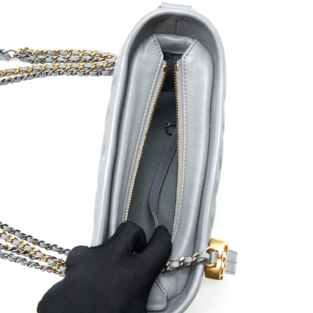 CHANEL CHEVRON SMALL GABRIELLE HOBO BAG GREY WITH MULTICOLOUR HARDWARE