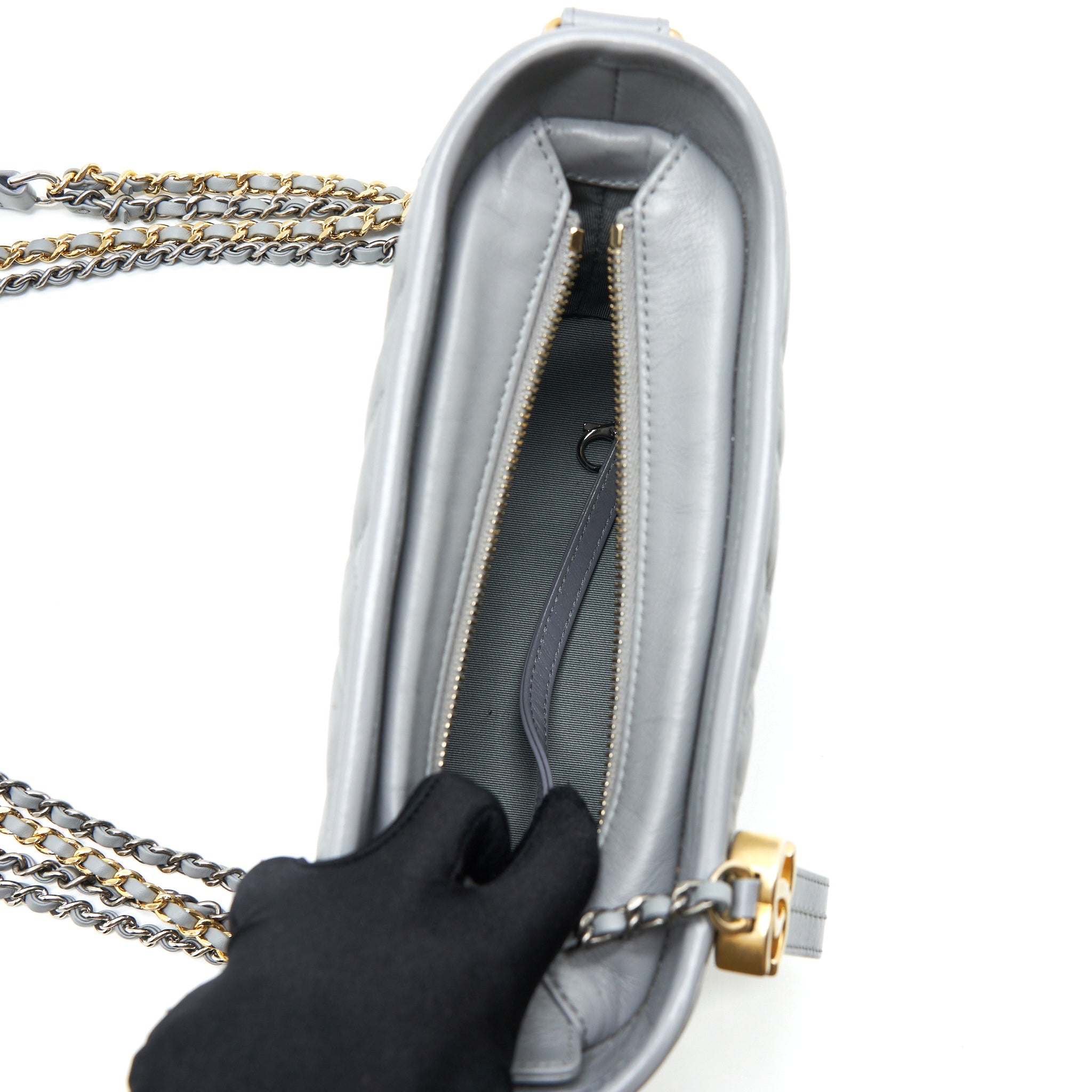 CHANEL CHEVRON SMALL GABRIELLE HOBO BAG GREY WITH MULTICOLOUR HARDWARE