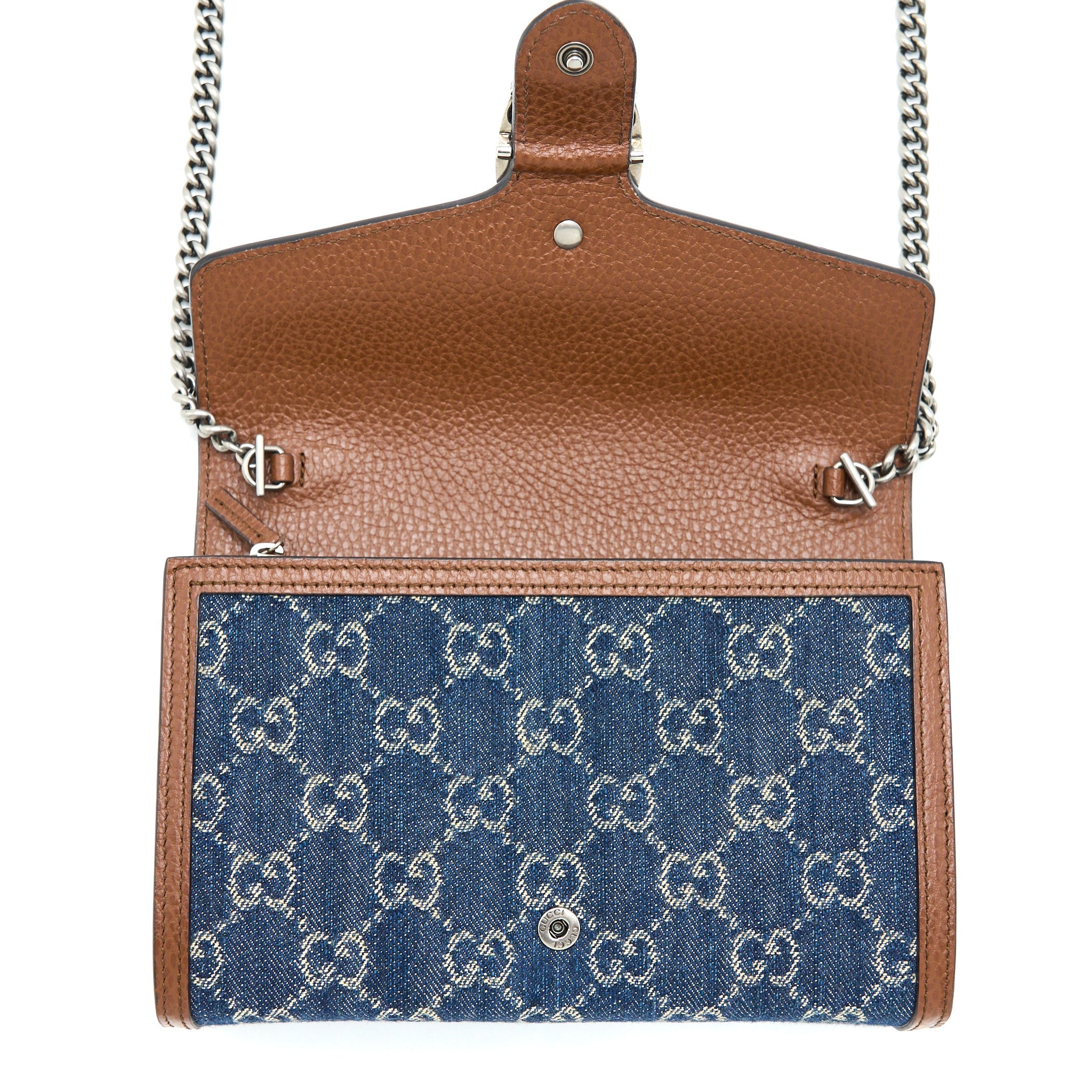 GUCCI DIONYSUS WALLET ON CHAIN GG SUPREME DENIM/LEATHER MULTICOLOURED HARDWARE