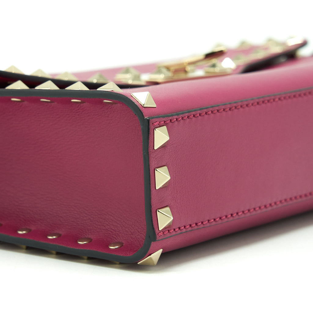 VALENTINO ROCKSTUD FLAP BAG DARK PINK LGHW