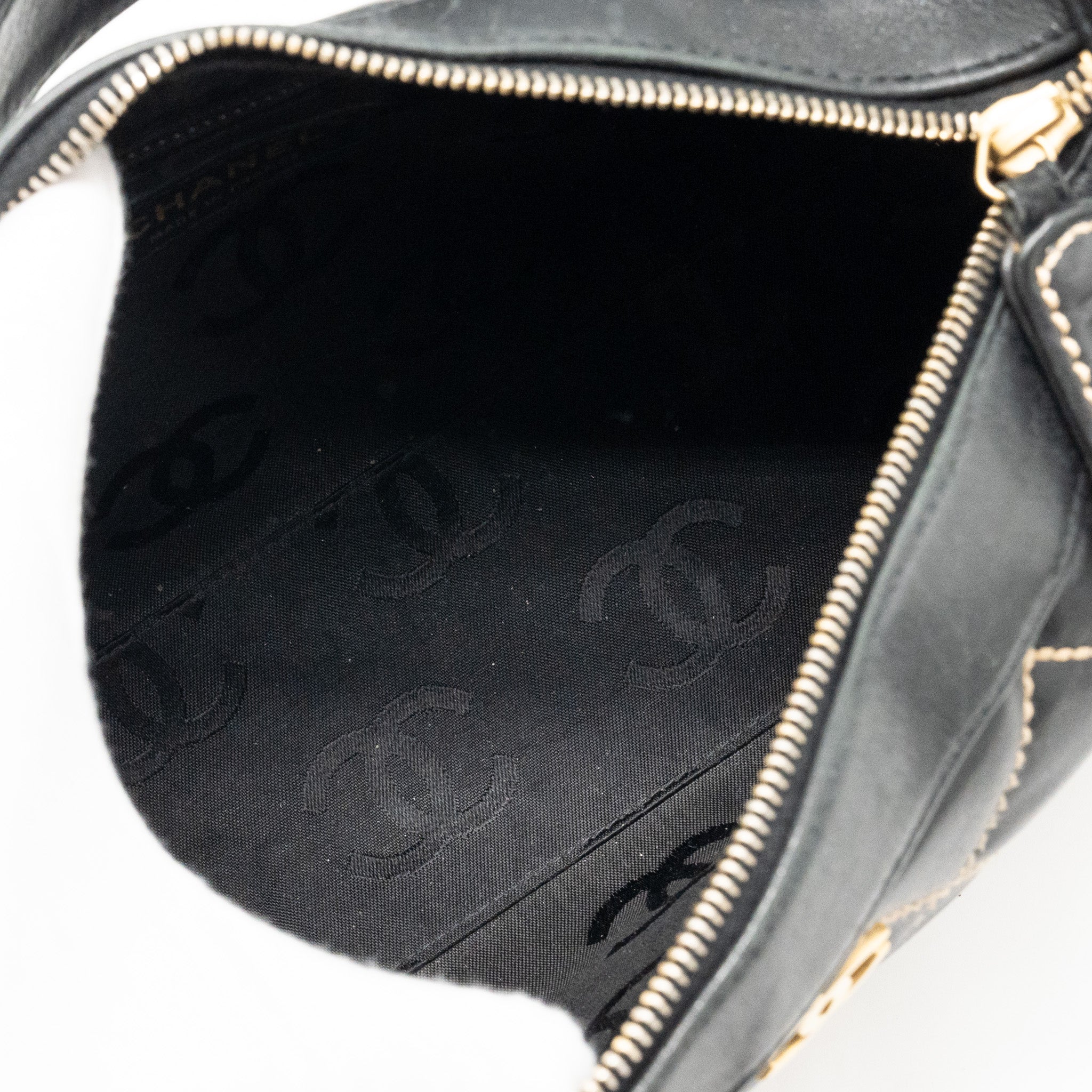 CHANEL VINTAGE WILD STITCH SHOULDER BAG CALFSKIN BLACK GHW