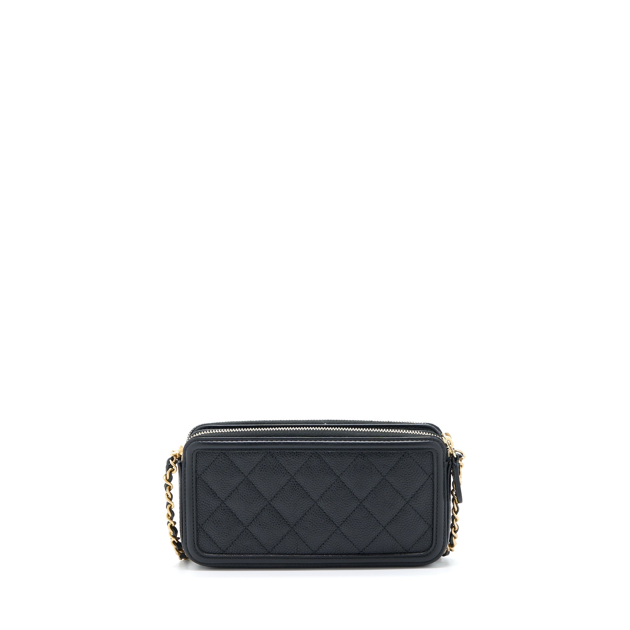 CHANEL FILIGREE LONG WALLET ON CHAIN CAVIAR BLACK GHW