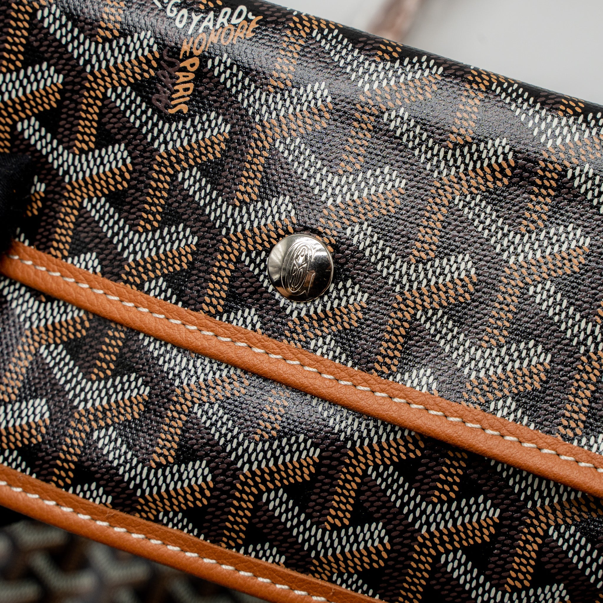 GOYARD SAINT LOUIS PM TOTE BAG GOYARDINE CANVAS BLACK/BROWN SHW
