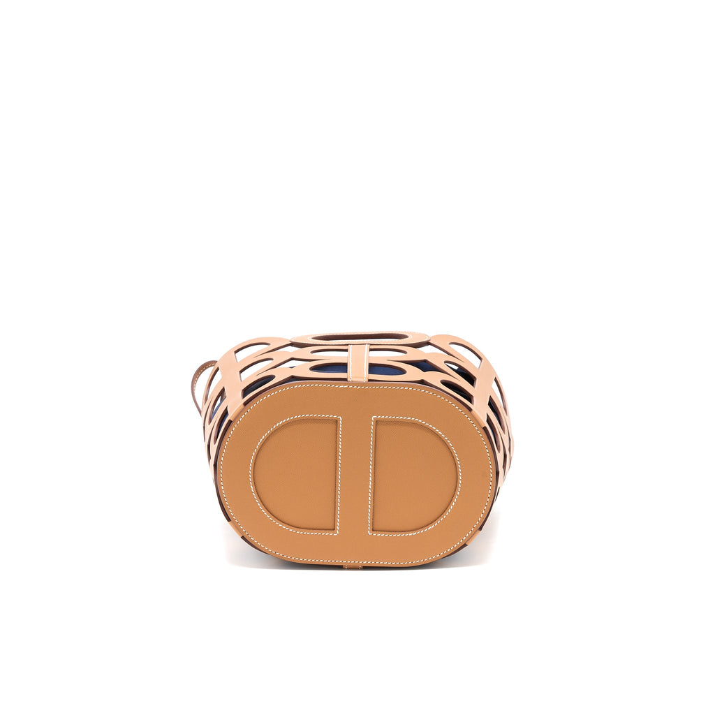 HERMES CHAINE D’ANCRE CABAS MADAME LEATHER GOLD / BLUE MARINE