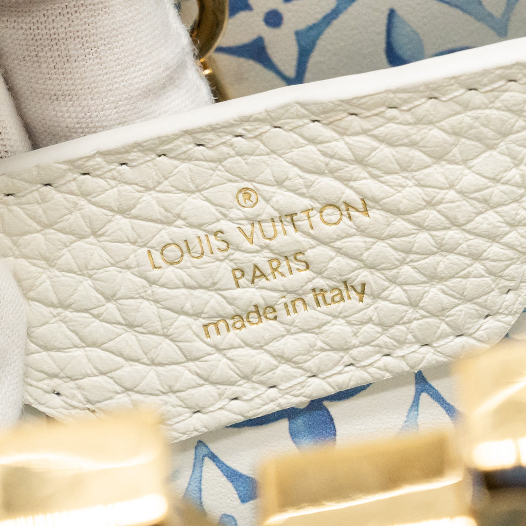 LOUIS VUITTON CAPUCINES BB TAURILLON BY THE POOL SNOW WHITE/PROVENCE BLUE GHW