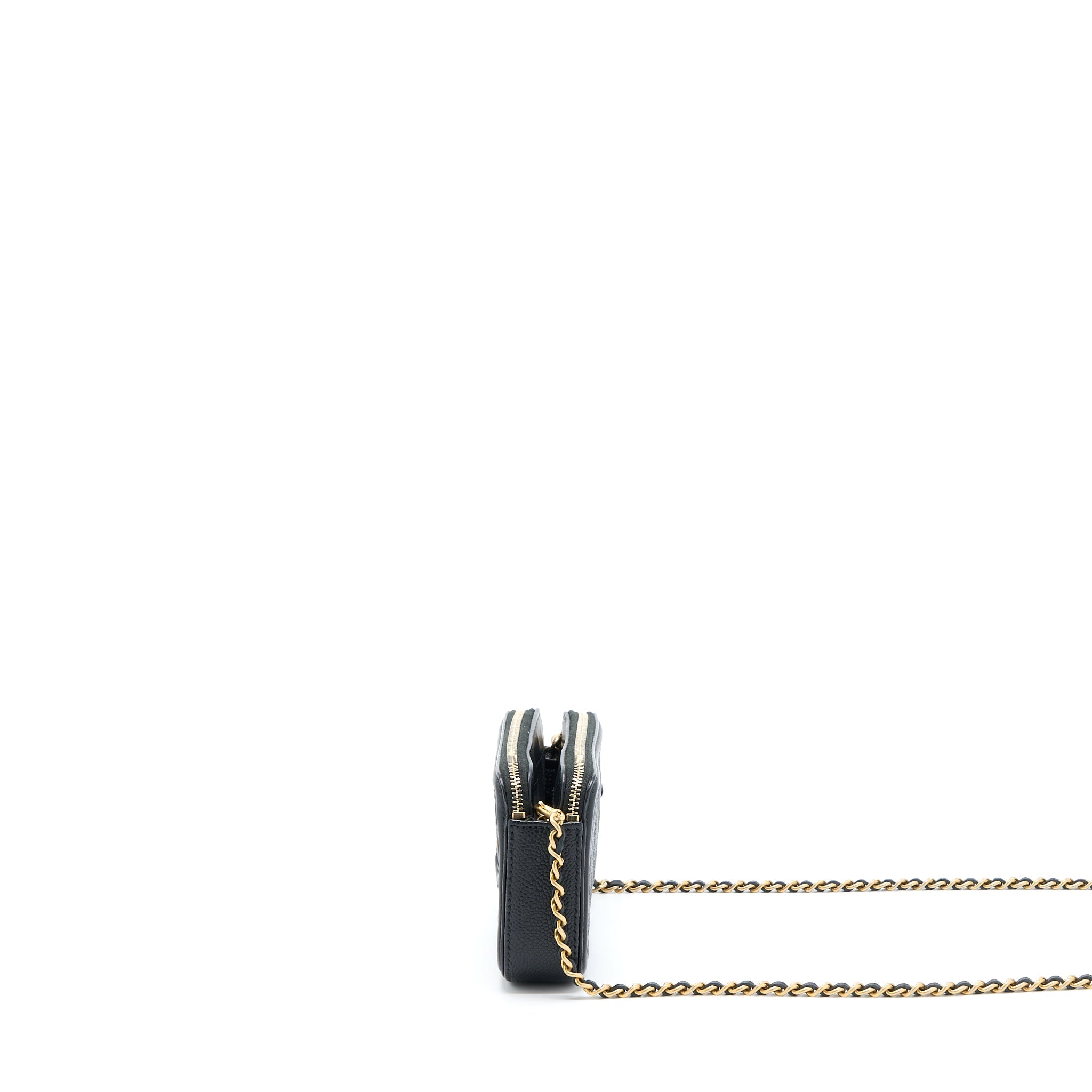 CHANEL FILIGREE LONG WALLET ON CHAIN CAVIAR BLACK GHW