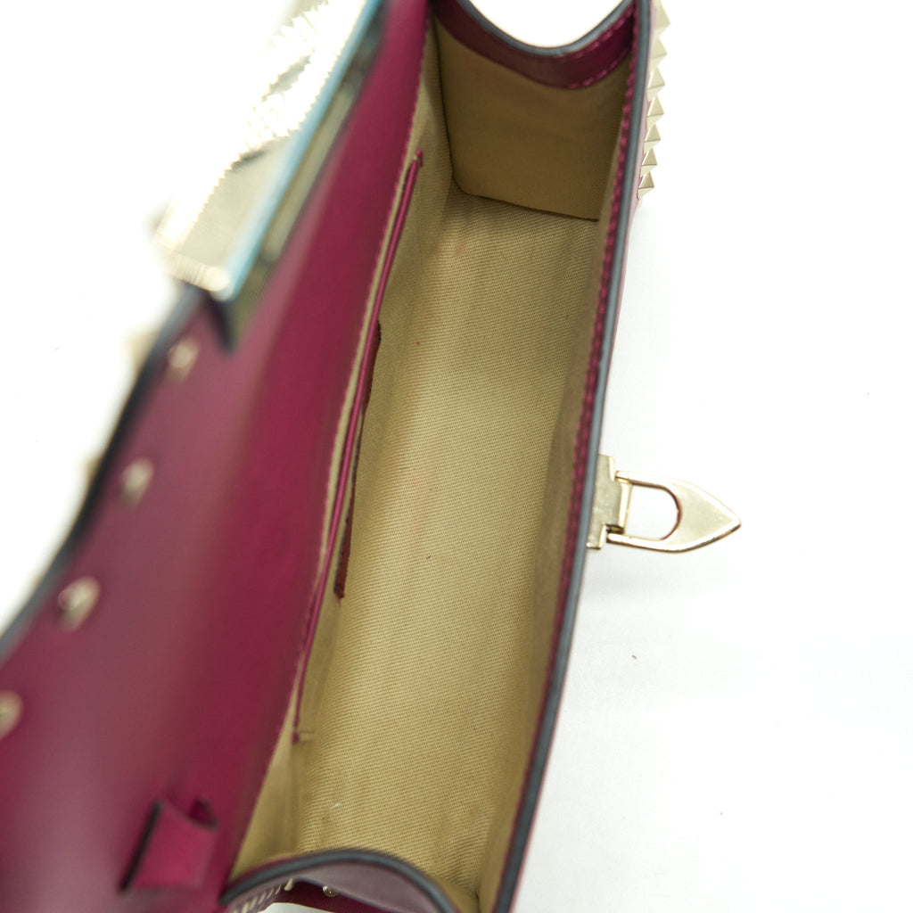 VALENTINO ROCKSTUD FLAP BAG DARK PINK LGHW
