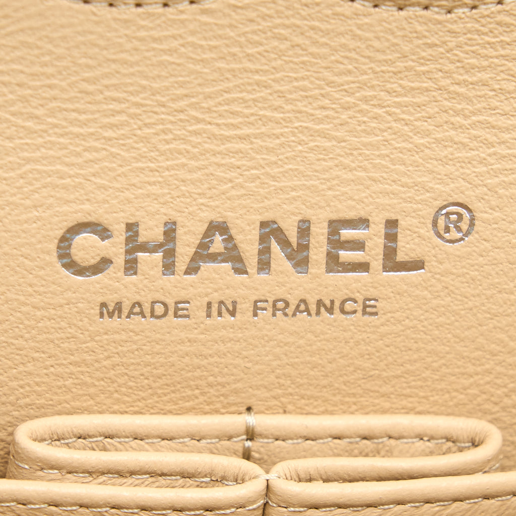 CHANEL CLASSIC DOUBLE FLAP BAG CAVIAR LIGHT BEIGE SHW