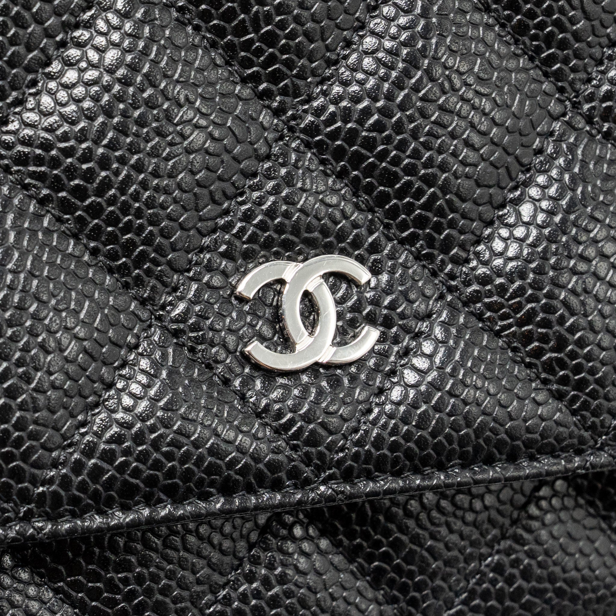 CHANEL CLASSIC WALLET ON CHAIN CAVIAR BLACK SHW (MICROCHIP)