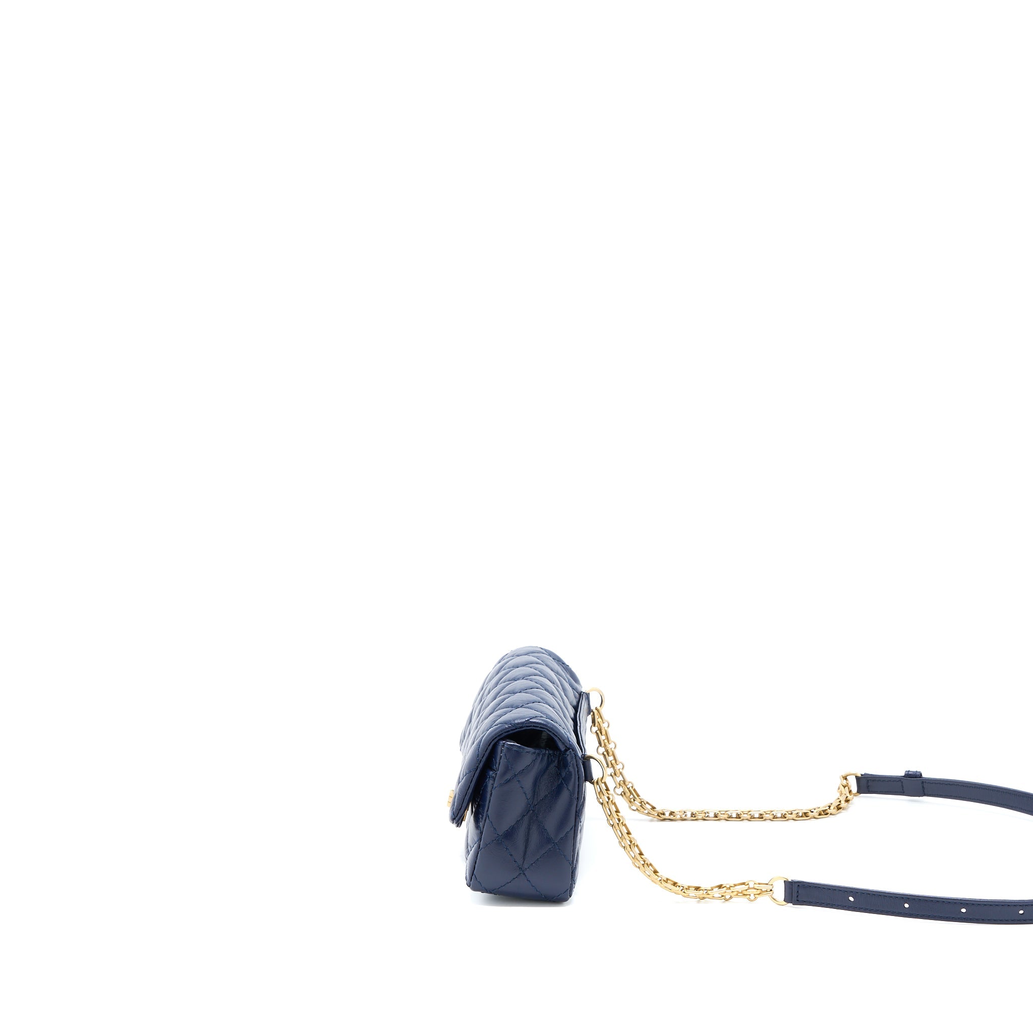 CHANEL 2.55 REISSUE MINI WAIST BELT BAG AGED CALFSKIN NAVY GHW