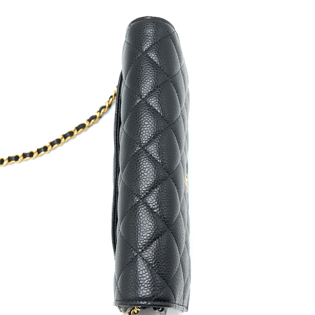 CHANEL CLASSIC WALLET ON CHAIN CAVIAR BLACK GHW (MICROCHIP)