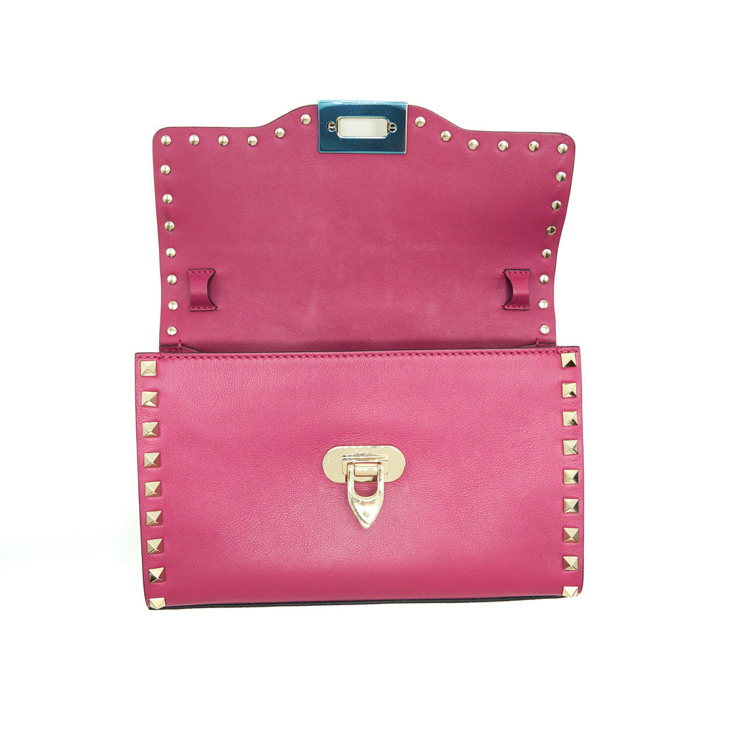 VALENTINO ROCKSTUD FLAP BAG DARK PINK LGHW