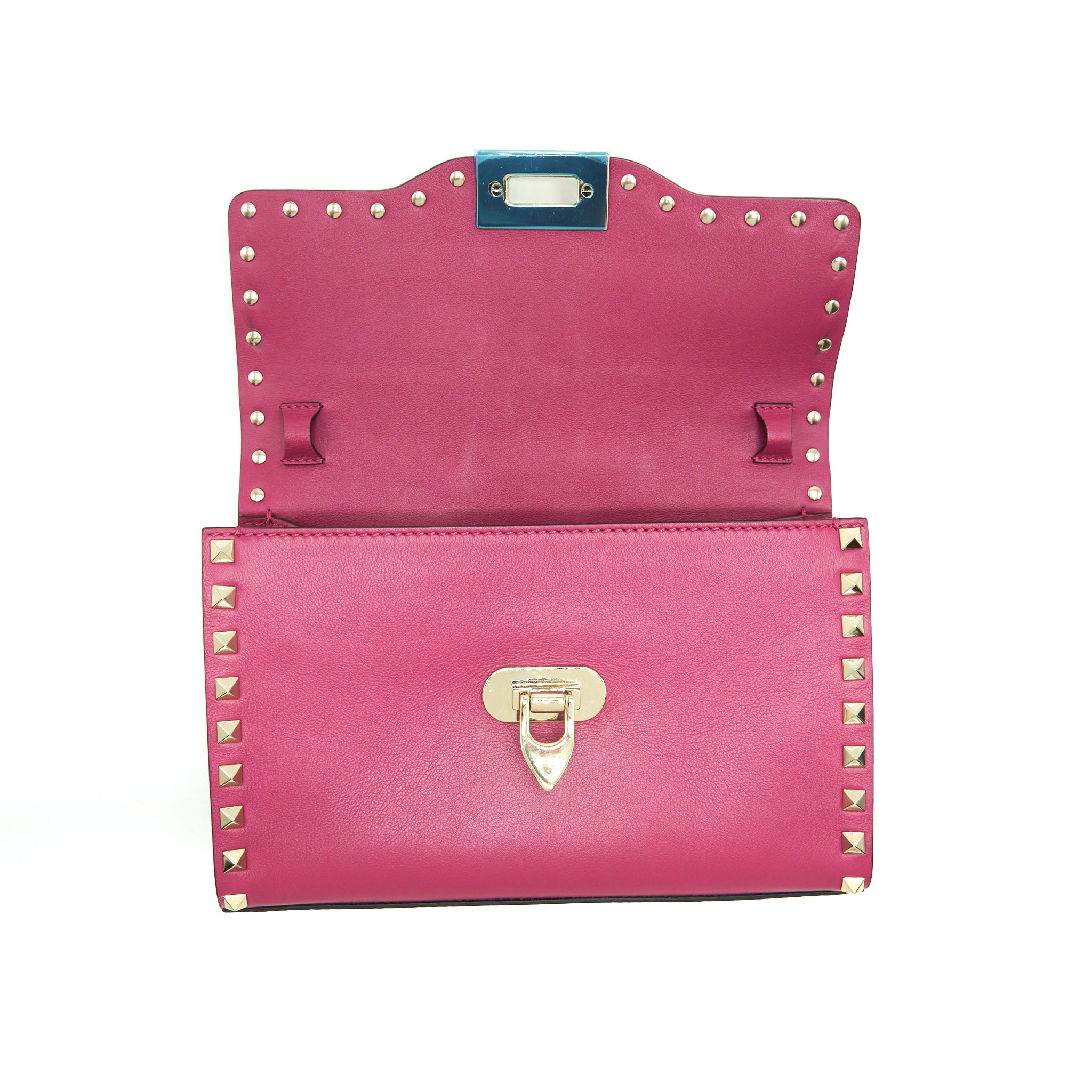 VALENTINO ROCKSTUD FLAP BAG DARK PINK LGHW