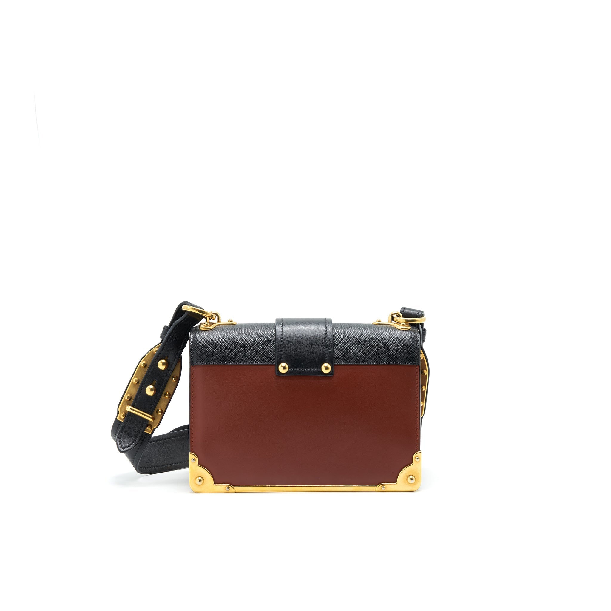 PRADA LEATHER CASHIER BAG BURGUNDY/ BLACK GHW