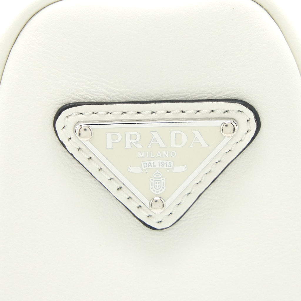 PRADA TRIANGLE LEATHER SHOULDER BAG WHITE SHW