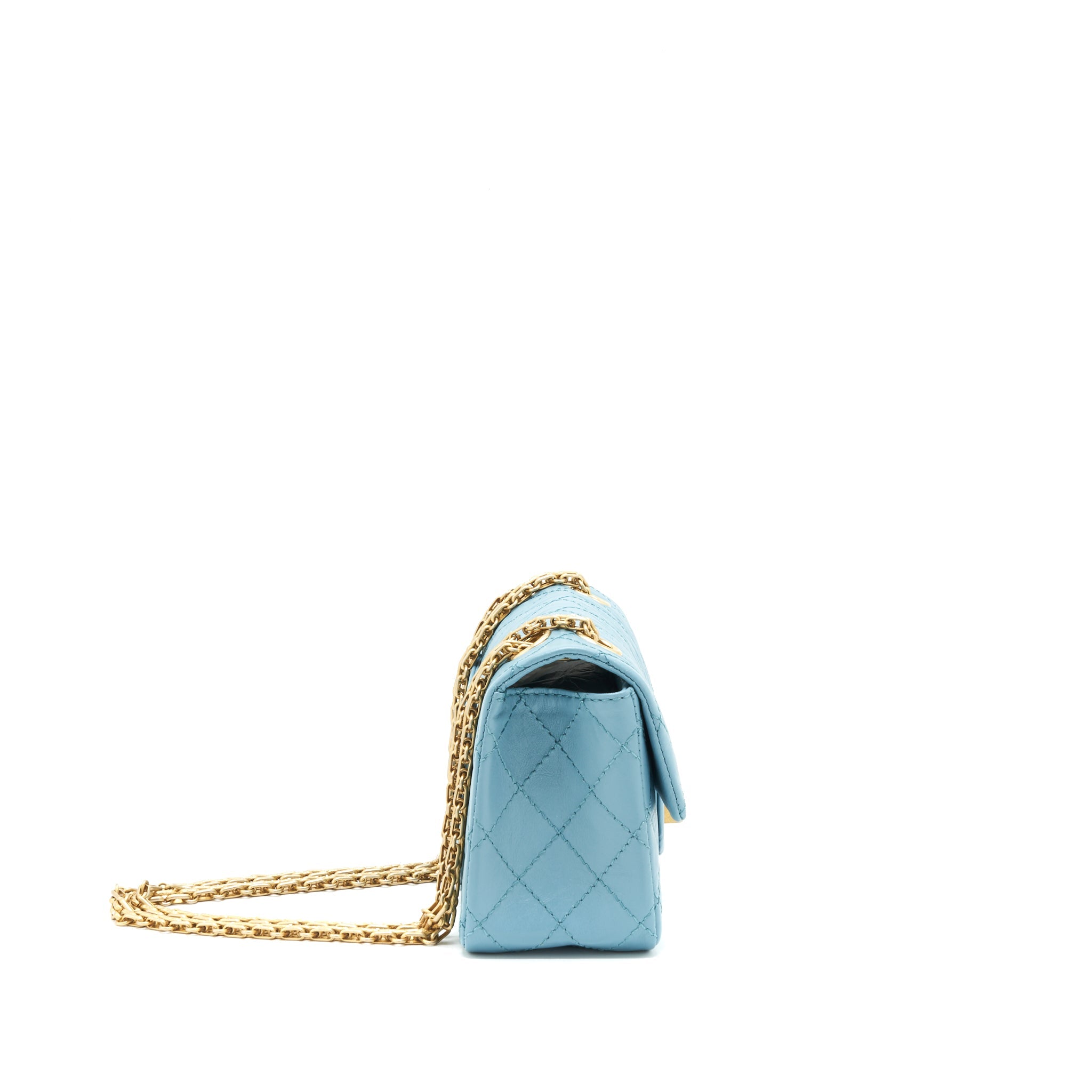CHANEL MINI 2.55 REISSUE FLAP BAG LIGHT BLUE CALFSKIN GHW