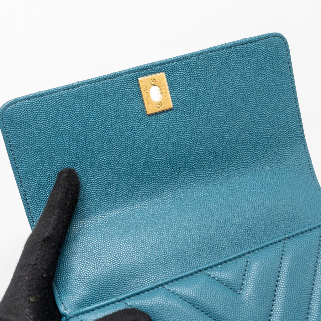 CHANEL SMALL COCO HANDLE CHEVRON CAVIAR GREEN BRUSHED GHW