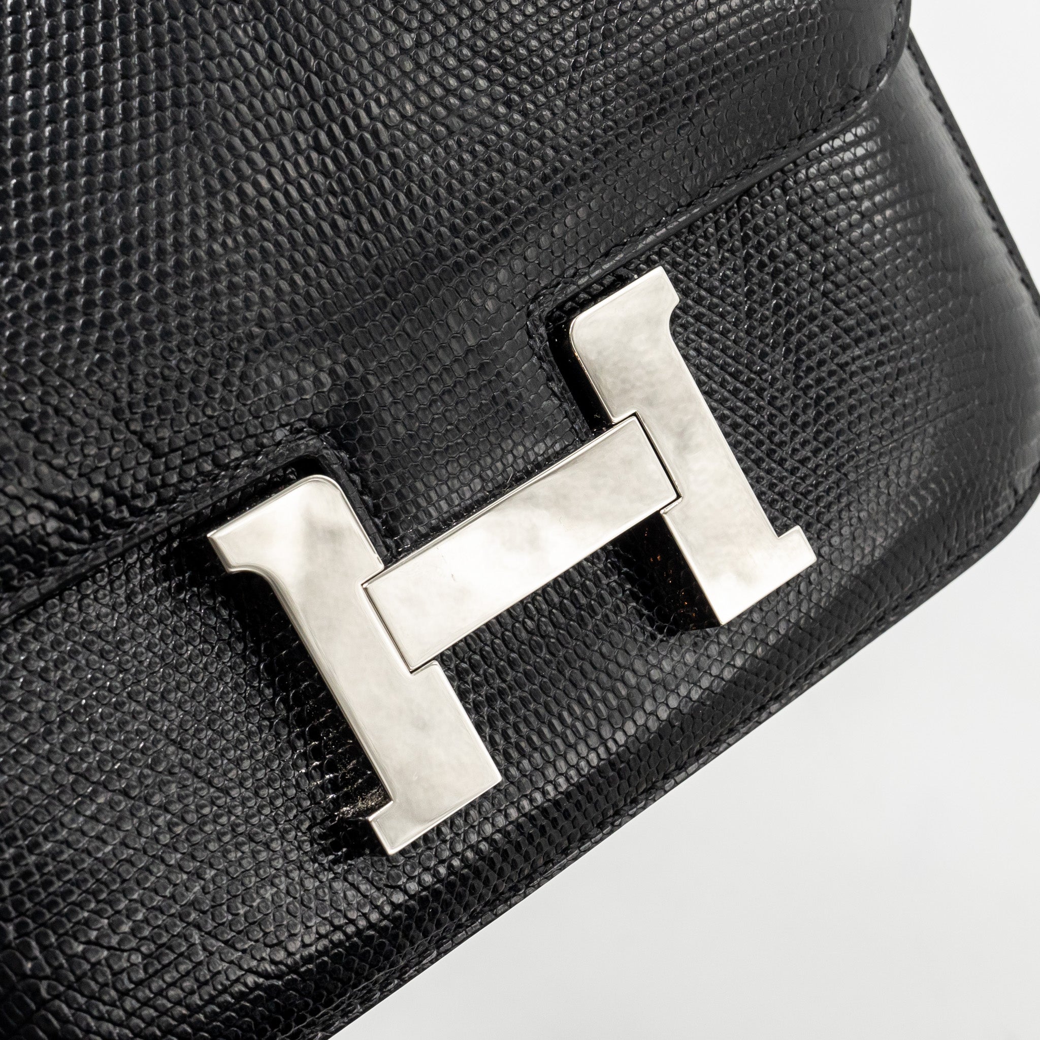 HERMES MINI CONSTANCE LIZARD VARANUS SALVATOR BLACK SHW