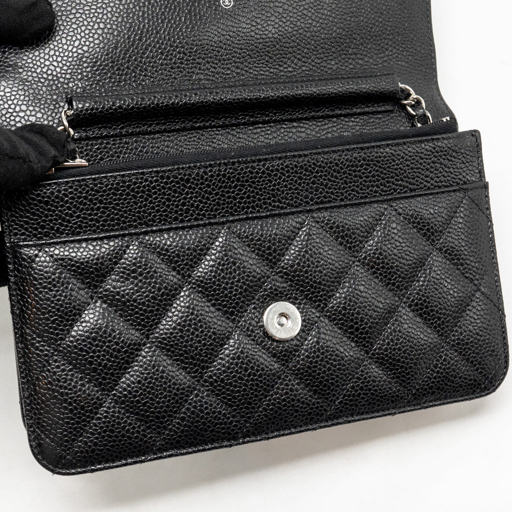 CHANEL CLASSIC WALLET ON CHAIN CAVIAR BLACK SHW (MICROCHIP)