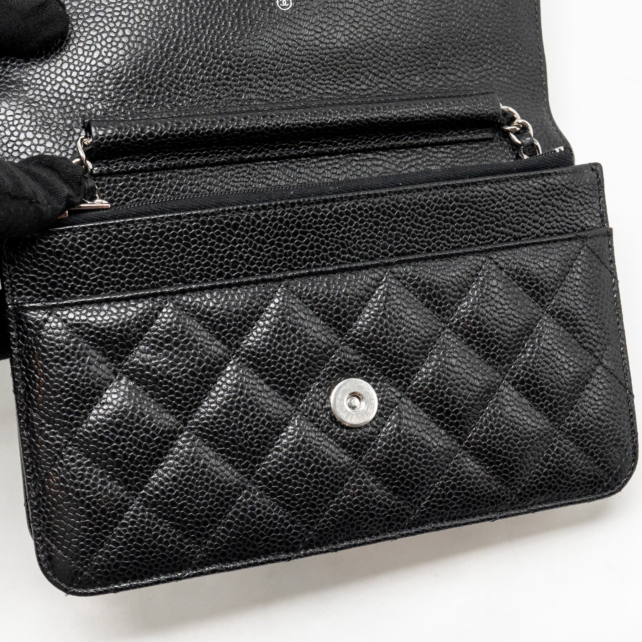 CHANEL CLASSIC WALLET ON CHAIN CAVIAR BLACK SHW (MICROCHIP)
