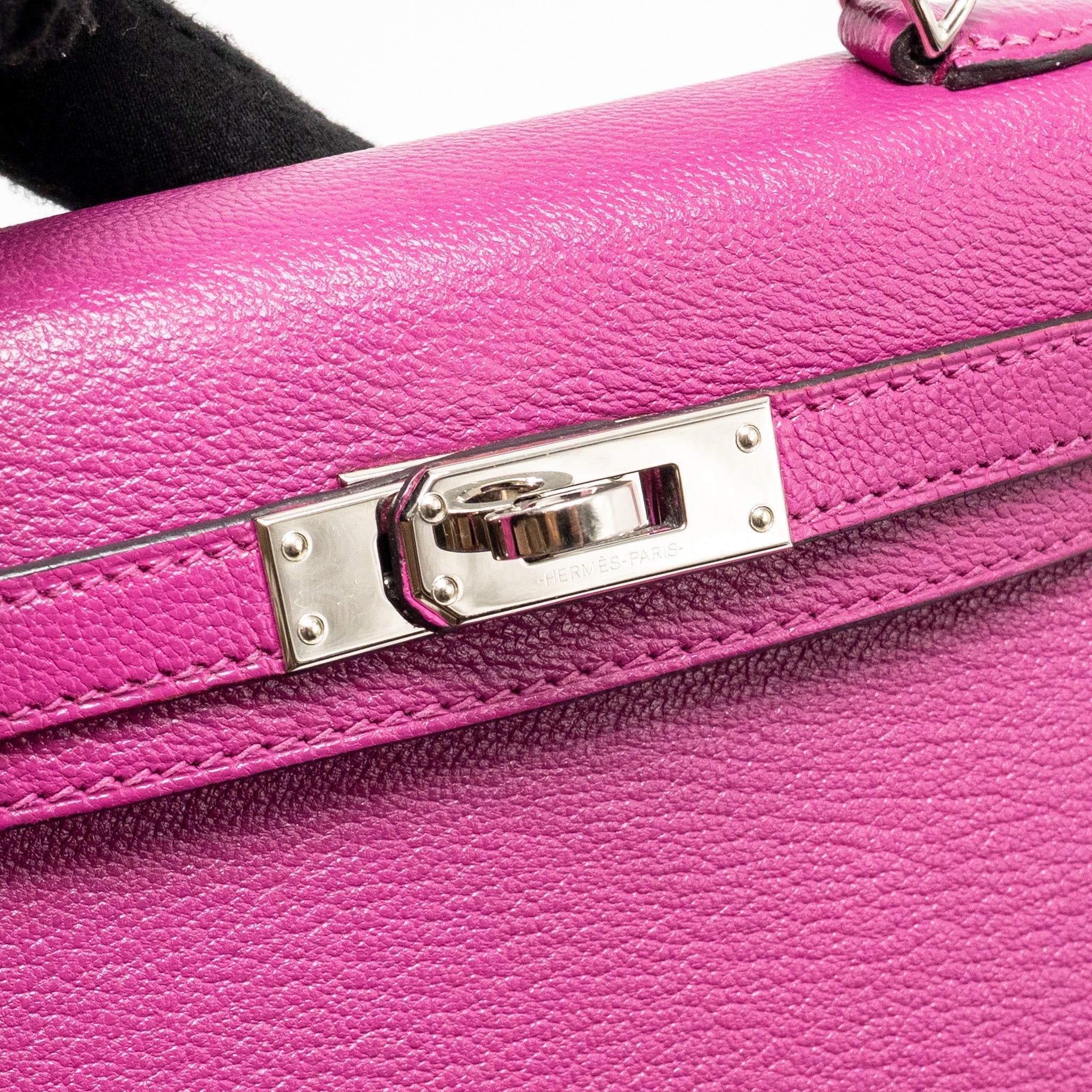 HERMES MINI KELLY CHÈVRE MYSORE ROSE POURPRE SHW